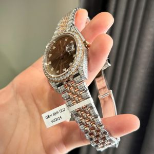 Đồng Hồ Rolex Nam Rep 11 DateJust 126331 Phủ Vàng 18K Đính Full Đá Moissanite 41mm (7)