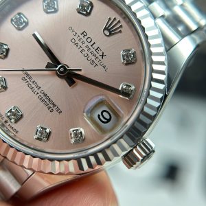 Đồng Hồ Rolex Rep 11 DateJust Mặt Hồng Cọc Số Đá Nhà Máy THB Nữ 31mm (1)