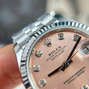Đồng Hồ Rolex Rep 11 DateJust Mặt Hồng Cọc Số Đá Nhà Máy THB Nữ 31mm (1)