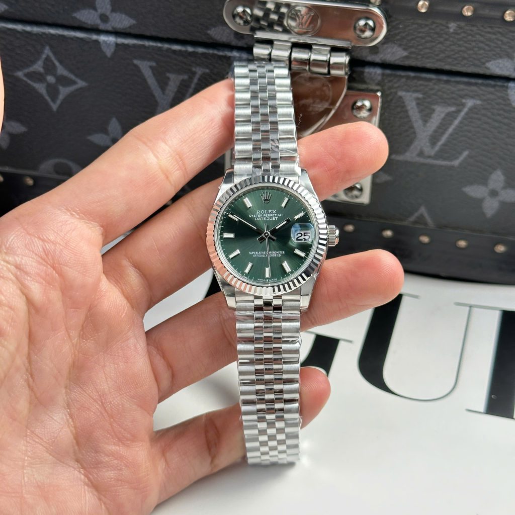 Đồng Hồ Rolex Rep 11 DateJust Mặt Xanh Lá Cây Nhà Máy THB Nữ 31mm (2)