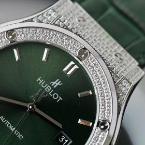 Đồng Hồ Hublot Nam Rep 1:1 Đính Đá Màu Xanh Lá Cây Nhà Máy HB 42mm (1)