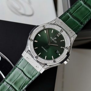 Đồng Hồ Hublot Nam Rep 1:1 Đính Đá Màu Xanh Lá Cây Nhà Máy HB 42mm (1)