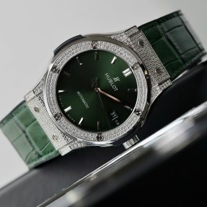 Đồng Hồ Hublot Nam Rep 1:1 Đính Đá Màu Xanh Lá Cây Nhà Máy HB 42mm (1)