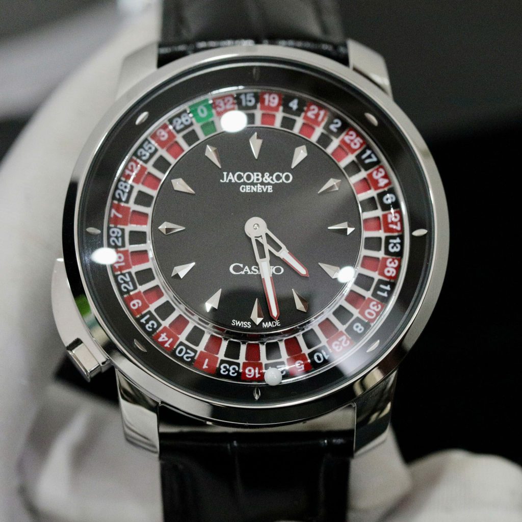 Đồng Hồ Jacob & Co Rep 11 Casino Roulette Màu Thép Trắng Dây Da Màu Đen 44mm (4)
