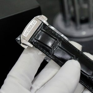 Đồng Hồ Jacob & Co Rep 11 Casino Roulette Màu Thép Trắng Dây Da Màu Đen 44mm (4)