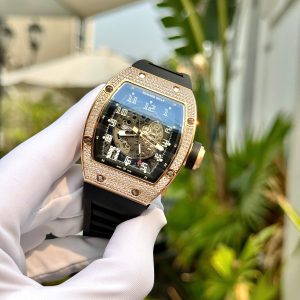 Đồng Hồ Richard Mille RM010 Đính Đá Màu Vàng Hồng Replica Cao Cấp 40mm (1)