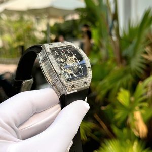 Đồng Hồ Richard Mille RM010 Nam Đính Đá Replica Cao Cấp Dây Cao Su Đen 40mm (5)