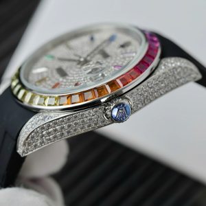 Đồng Hồ Rolex Nam Đính Đá DateJust Rainbow Replica Đính Full Đá Máy Cơ 41mm (5)