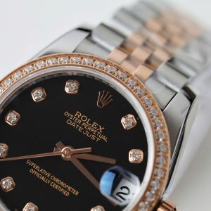 Đồng Hồ Rolex Rep 1 1 DateJust Nữ Đính Đá Mặt Đen Nhà Máy GS 31mm (9)