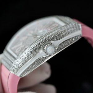 Dong Ho Franck Muller Nu Sieu Cap Vanguard V32 Dinh Da Day Cao Su Mau Hong 36mm 10