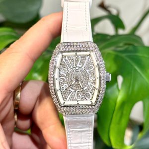 Đồng Hồ Franck Muller Vanguard V32 Nữ Đính Full Đá Màu Trắng Máy Pin Nhật 36mm (1)