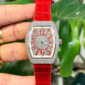 Đồng Hồ Franck Muller Vanguard V32 Nữ Đính Full Đá Màu Trắng Máy Pin Nhật 36mm (12)