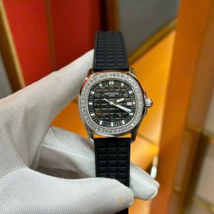 Đồng Hồ Patek Philippe Nữ Đính Đá Màu Đen Aquanaut 5067 Dây Cao Su Nhà Máy PPF 35,6mm (2)