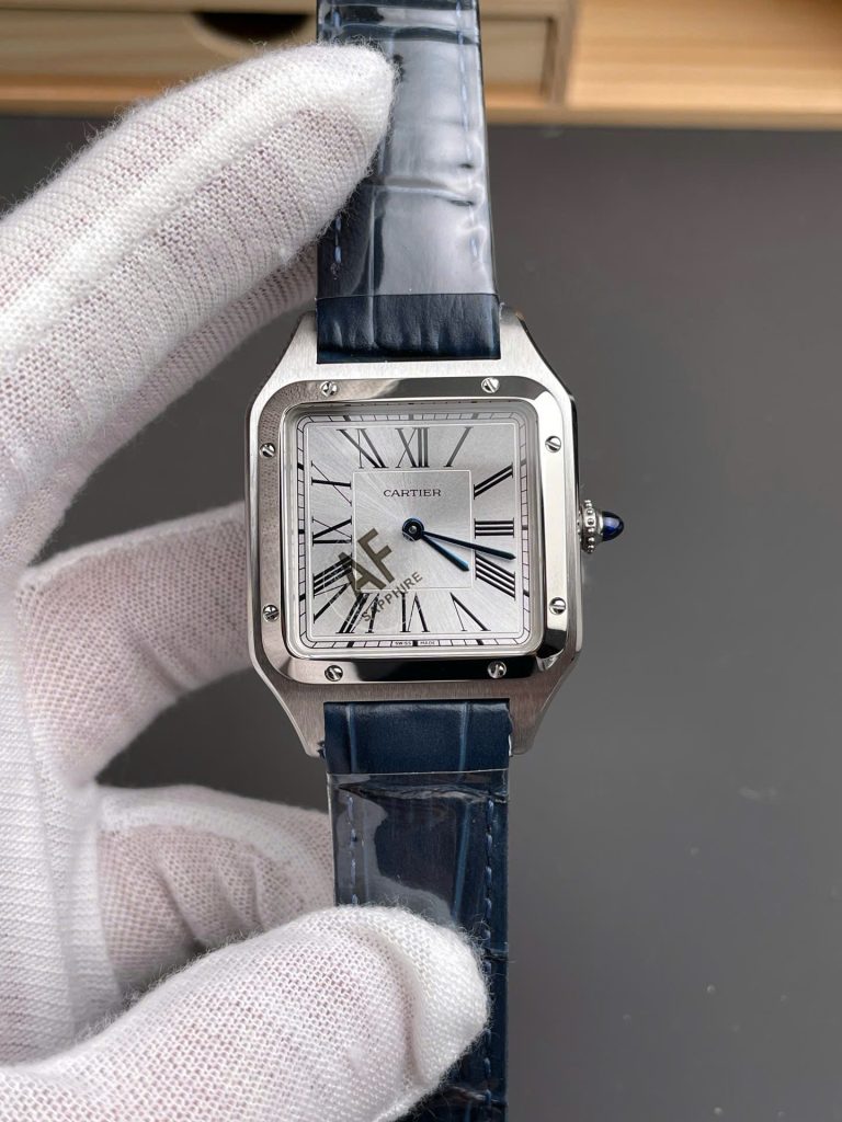 Đồng Hồ Cartier Replica Cao Cấp Santos Dumont WSSA0022 Nam Dây Da Màu Xanh Dương AF 43,5mm (7)