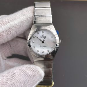Đồng Hồ Omega Rep 11 Constellation Mặt Số Xà Cừ Đính Đá Máy Cơ Automatic 28mm (1)