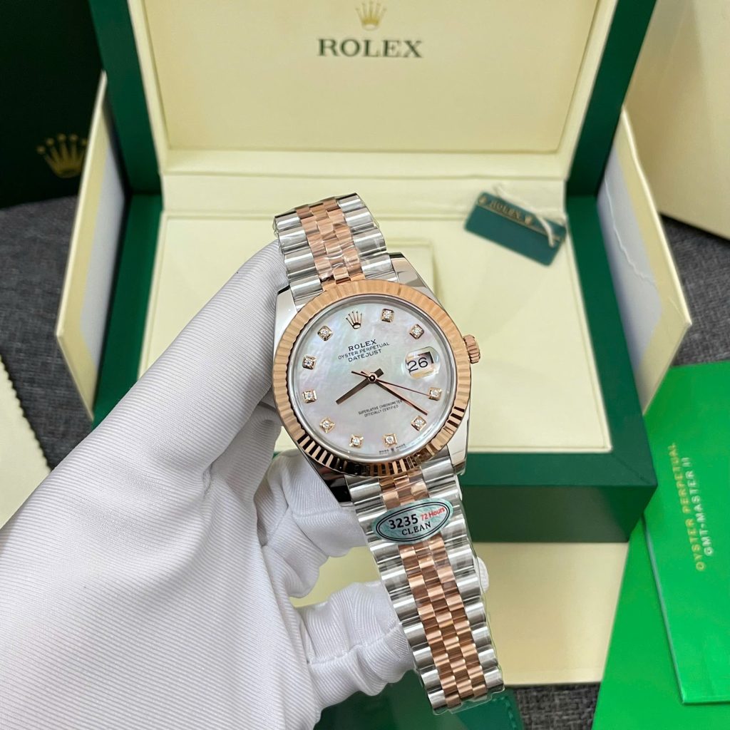 Đồng Hồ Rolex Rep 1 1 DateJust 126331 Mặt Số Khảm Trai Trắng Nhà Máy Clean 41mm (3)