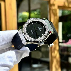Đồng Hồ Hublot Nam Đính Đá Máy Cơ Thuỵ Sỹ Màu Đen Chế Tác Xưởng HB 42mm (2)
