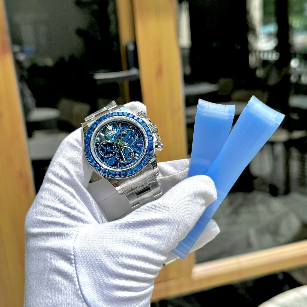 Dong Ho Rolex Daytona Arolla Challenge Che Tac Dinh Da Xanh Blue May Thuy Sy 40mm 6