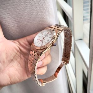 Dong Ho Rolex Land Dweller Fake Cao Cap Mau Vang Hong Hoa Tiet To Ong 40mm 4