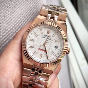 Đồng Hồ Rolex Land-Dweller Fake Cao Cấp Màu Vàng Hồng Hoạ Tiết Tổ Ong 40mm (7)