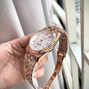 Dong Ho Rolex Land Dweller Fake Cao Cap Mau Vang Hong Mat Trang May Nhat 40mm 3