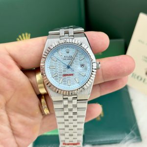 Đồng Hồ Rolex Land-Dweller Fake Cao Cấp Máy Cơ Nhật Mặt Xanh Băng Tổ Ong 40mm (4)