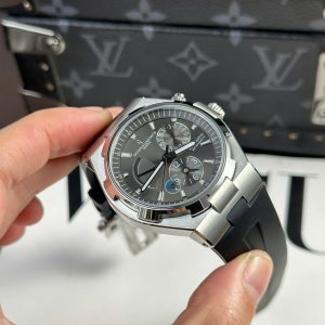 Dong Ho Vacheron Constantin Overseas Dual Time 47450 Day Cao Su Mat Xam 9F 42mm 2