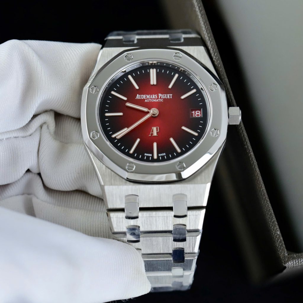Đồng Hồ Audemars Piguet Chế Tác Royal Oak Extra-thin Jumbo 16202 Mặt Màu Đỏ Đô Nhà Máy ZF 39mm (2)