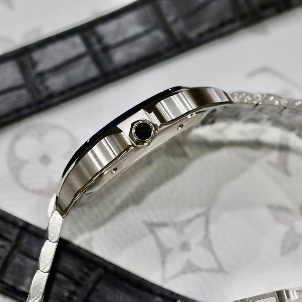 Đồng Hồ Cartier Santos Replica 11 Mặt Xám Viền Gốm Nhà Máy BV 39 (2)