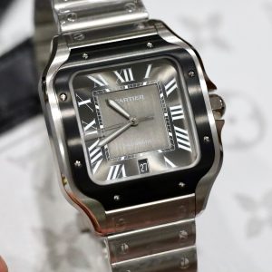 Đồng Hồ Cartier Santos Replica 11 Mặt Xám Viền Gốm Nhà Máy BV 39 (2)