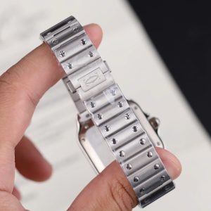 Đồng Hồ Nữ Cartier Santos Replica 11 Mặt Xanh Blue Máy Cơ Tự Động Xưởng BV 35mm (2)