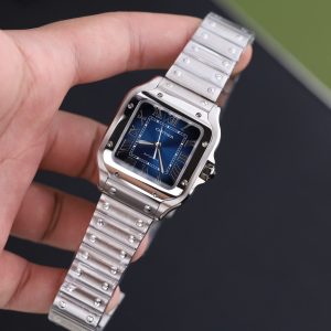 Đồng Hồ Nữ Cartier Santos Replica 11 Mặt Xanh Blue Máy Cơ Tự Động Xưởng BV 35mm (2)