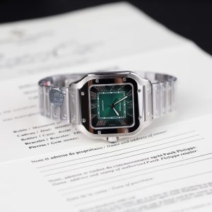 Đồng Hồ Nữ Cartier Santos Replica 11 Mặt Xanh Lá Cây Máy Cơ Tự Động Xưởng BV 35mm (2)