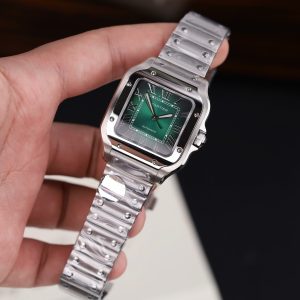 Đồng Hồ Nữ Cartier Santos Replica 11 Mặt Xanh Lá Cây Máy Cơ Tự Động Xưởng BV 35mm (2)