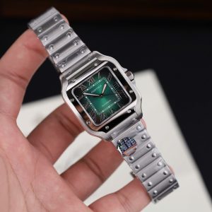Đồng Hồ Nữ Cartier Santos Replica 11 Mặt Xanh Lá Cây Máy Cơ Tự Động Xưởng BV 35mm (2)