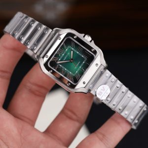 Đồng Hồ Nữ Cartier Santos Replica 11 Mặt Xanh Lá Cây Máy Cơ Tự Động Xưởng BV 35mm (2)