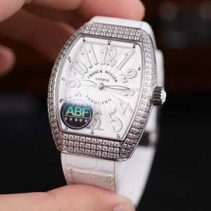 Đồng Hồ Nữ Franck Muller V32 Chế Tác Màu Trắng Đính Full Đá Nhà Máy ABF 36mm (2)