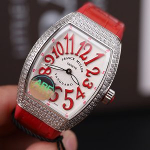 Đồng Hồ Nữ Franck Muller V32 Replica 11 Màu Đỏ Đính Full Đá Nhà Máy ABF 36mm (2)