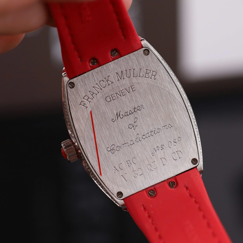 Đồng Hồ Nữ Franck Muller V32 Replica 11 Màu Đỏ Đính Full Đá Nhà Máy ABF 36mm (2)