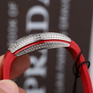 Đồng Hồ Nữ Franck Muller V32 Replica 11 Màu Đỏ Đính Full Đá Nhà Máy ABF 36mm (2)
