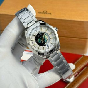 Đồng Hồ Omega Aqua Terra Worldtimer Replica 11 Mặt Trắng Máy Cơ Thuỵ Sỹ 43mm (2)