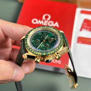 Đồng Hồ Omega SpeedMaster MoonWatch Chế Tác Mặt Xanh Lá Cây Dây Da Xưởng OM 42mm (2)