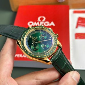 Đồng Hồ Omega SpeedMaster MoonWatch Chế Tác Mặt Xanh Lá Cây Dây Da Xưởng OM 42mm (2)