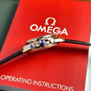 Đồng Hồ Omega SpeedMaster MoonWatch Fake 11 Mặt Đen Dây Da Xưởng OM 42mm (2)