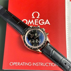 Đồng Hồ Omega SpeedMaster MoonWatch Fake 11 Mặt Đen Dây Da Xưởng OM 42mm (2)