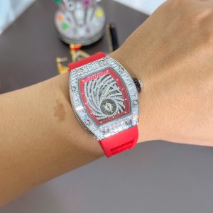 Đồng Hồ Richard Mille Chế Tác RM51-02 Màu Đỏ Máy Cơ Đính Đá Baguette 40mm (1)