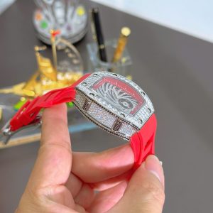 Đồng Hồ Richard Mille Chế Tác RM51-02 Màu Đỏ Máy Cơ Đính Đá Baguette 40mm (1)