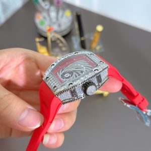 Đồng Hồ Richard Mille Chế Tác RM51-02 Màu Đỏ Máy Cơ Đính Đá Baguette 40mm (1)
