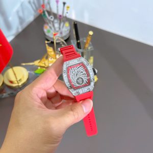Đồng Hồ Richard Mille Chế Tác RM51-02 Màu Đỏ Máy Cơ Đính Đá Baguette 40mm (1)