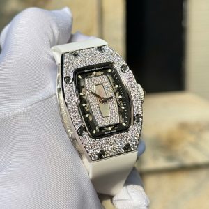 Đồng Hồ Richard Mille RM007 Màu Trắng Chế Tác Đính Full Đá Moissanite HongKong 32x38mm (2)